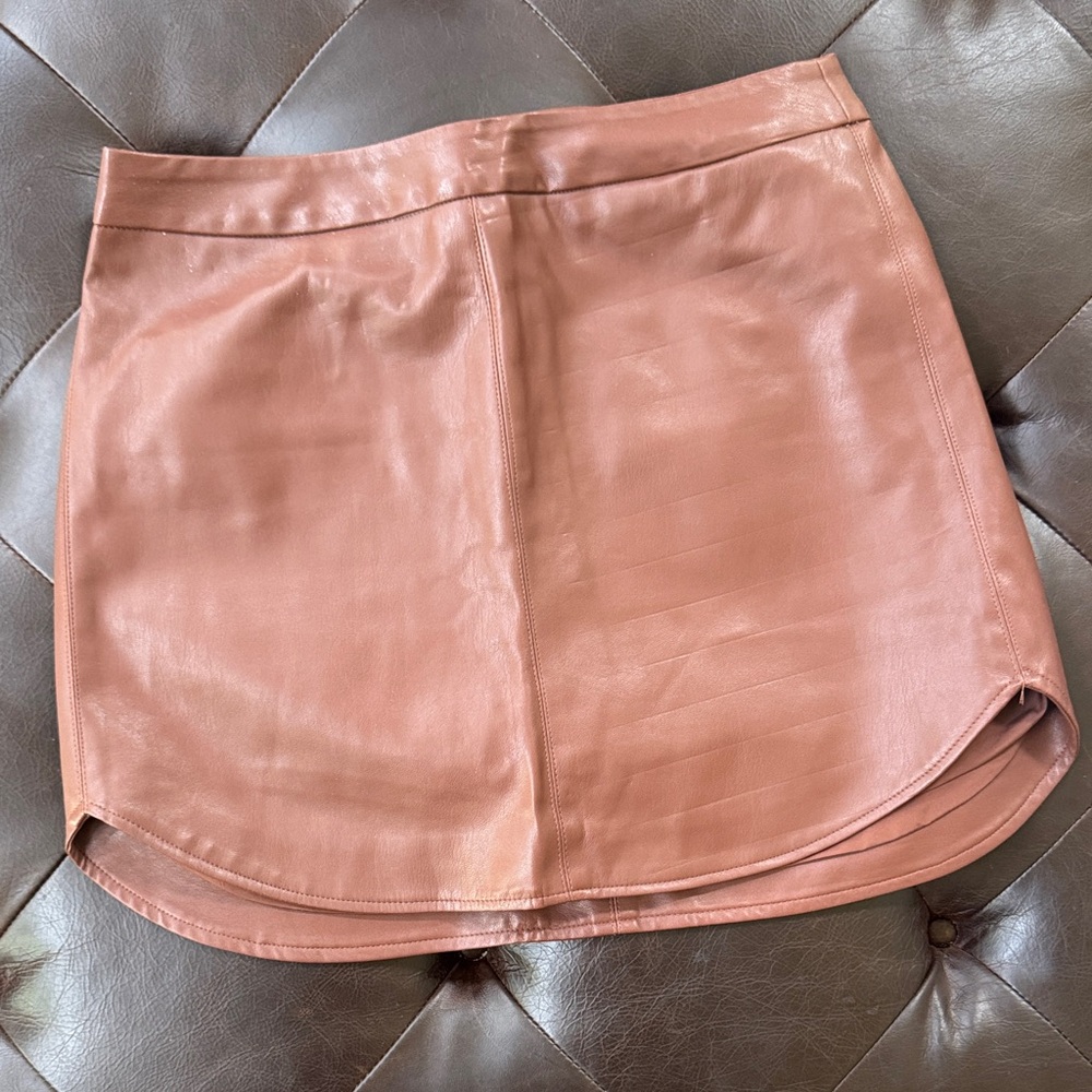 Faux Leather Mini Skirt in Dusty Rose Brown